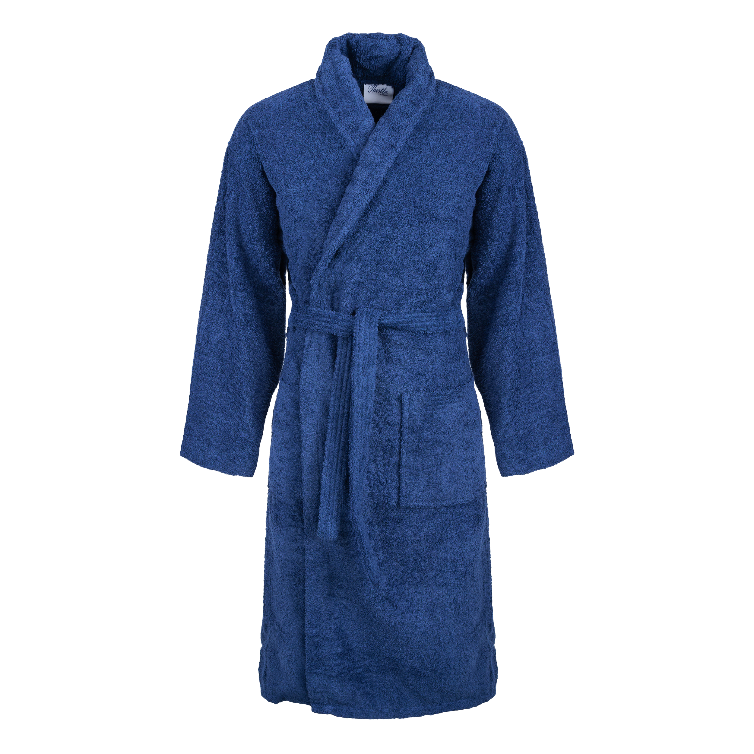 Men's super soft navy fleece dressing gown with hood